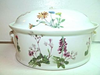Louis Lourioux Le Faune Oval Covered Casserole Dish Wildflowers France 2.  5 Quart