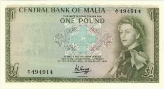 Malta 1 Pound Currency Banknote 1967 PMG 65 EPQ CU 2