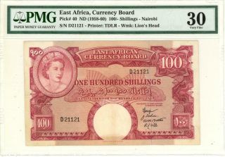 East Africa 100 Shillings Banknote 1958 Pmg 30 Vf