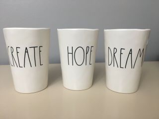 Rae Dunn By Magenta Melamine Tumblers Set Of 3 Cups Create Hope Dream Pre - Owned