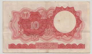 1961 Board of Commissioners of Currency Malaya & British Borneo $10 S/No A/41 2
