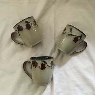 Mikasa Desert Bloom 3 Coffee Tea Drink Mugs Cups Set
