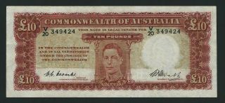 Australia Commonwealth 10 Pounds 1949 Vf Se Scan