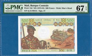 Mali,  500 Francs,  1973 - 84,  Gem Unc - Pmg67epq,  P12d