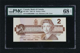 1986 Canada Bank Of Canada Bc - 55b - I 2 Dollars Pmg 68 Epq Gem Unc
