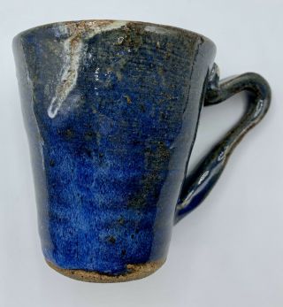 Pottery Handmade Glazed Coffee Mug Cup Blue White 12 Ounces 2