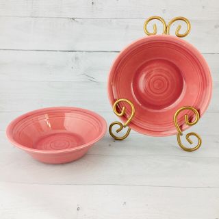 2 Vtg Colorstax By Metlox Pink Rose California Pottery Soup Cereal 6.  25 " Bowls