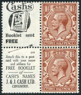 1924 Kgv Block Cypher 1½d Advert Cash 