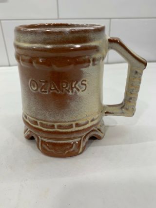 Vintage Frankoma Pottery Coffee Cup Mug Dessert Gold Angled Handle Ozarks