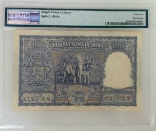 513 - 1364 INDIA RESERVE BANK 100 RUPEES 1947 - 1957 B.  RAMA RAU JHUN 6.  7.  3.  1 PMG 35 2