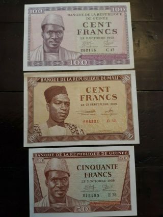 Set - - Mali Banque De La Republique 1958,  1960 - 100 Francs - 1958 - 50 Francs Au 4