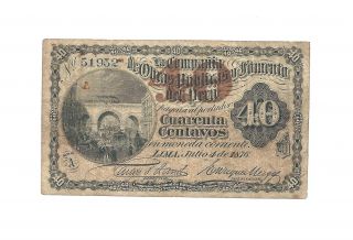 1876 Peru - 40 Centavos - Compania De Obras Publicas Y Fomento Del Peru - Ps443a