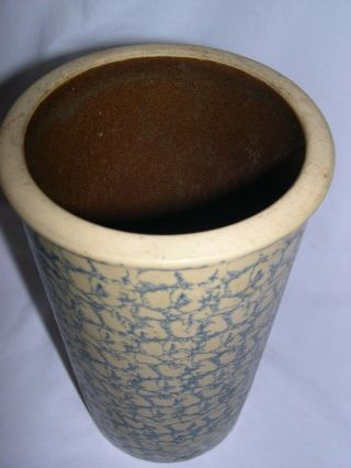 BBP Beaumont Brothers Pottery spongeware salt glaze stoneware blue Utensil Crock 2