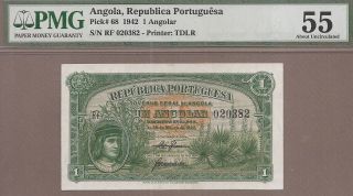 Angola: 1 Angolar Banknote,  (au Pmg55),  P - 68,  Scarce,  28.  03.  1942,