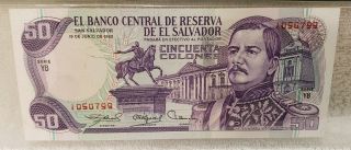 El Salvador,  Banco Central De Reserva Pick 131b 1980 50 Colones PMG 64 EPQ 2
