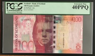 Scotland,  Bank Of Scotland 100 Pounds 1.  8.  2011 Pcgs Extremely Fine 40ppq