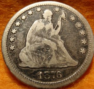 1876 Cc Xf Liberty Seated Silver Quarter Dollar Low Mintage