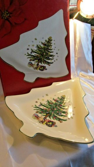 Nikko Happy Holidays Tree Shaped Party Plate Candy Dish Christmas