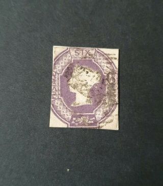 Gb Stamps Queen Victoria Sg 59 6d Embossed Cut Square Fine