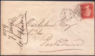 1859 1d Red Star (eh) On Cover With Dublin 186 Diamond Duplex To Portadown