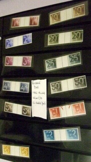 Gb Qeii 1982 Postage Dues - Set Of 12 Gutter Pair All Unmounted (sgd90/101)