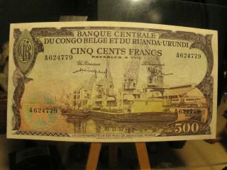 1957 French Belgian Congo 500 Francs Banknote