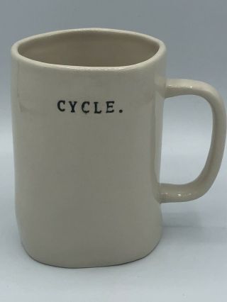 Rae Dunn Cycle Mug Bicycle Coffee Cup Stitch Lines Bike Magenta 16 Oz