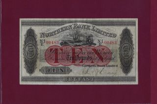 Ireland Northern - Northern Bank Limited 10 Pounds 1940 P - 181 Ef,  Low Serial Nº
