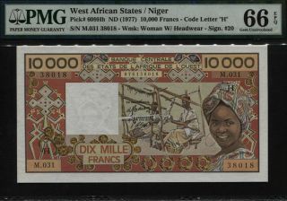 Tt Pk 609hh Nd (1977) West African States / Niger 10000 Francs Pmg 66q Gem Unc