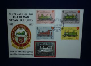 Centenary Of The Isle Of Man Steam Railway First Day Cover With Silver Ingot
