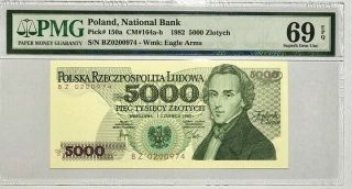 Poland 5000 5,  000 Zlotych 1982 P 150 Gem Unc Pmg 69 Epq Highest Finest