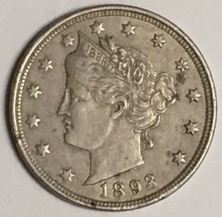 1893 U.  S.  Liberty V Nickel 5 Cent Coin Full Liberty (l701)