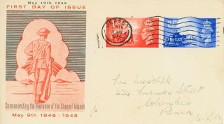 Gb 1948 (10th May) Unusual Illustration Fdc With Jersey Cancel Cat £35,