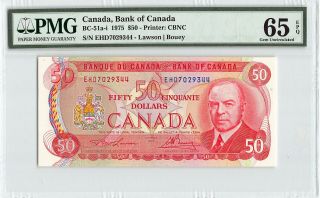 Canada 1975 Bc - 51a - I Pmg Gem Unc 65 Epq 50 Dollars (lawson - Bouey)