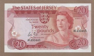 Jersey: 20 Pounds Banknote,  (au/unc),  P - 14b,  1976,