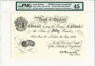Bank Of England Great Britain 50 Pounds 1936 Operation Bernhard Pmg 45
