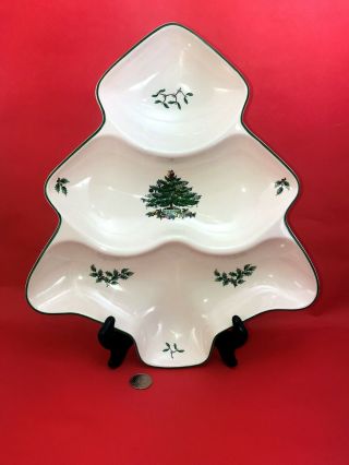 Spode Christmas Tree Shaped Divided Serving Tray Plate Dish Bowl Cookies Candy