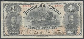 1898 Dominion Of Canada 1 Dollar Bank Note