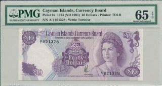 Currency Board Cayman Islands $40 1974 Prefix A/1,  Scarce Pmg 65epq