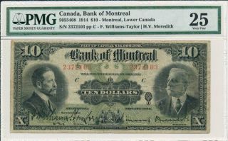 Bank Of Montreal Canada $10 1914 Pmg 25
