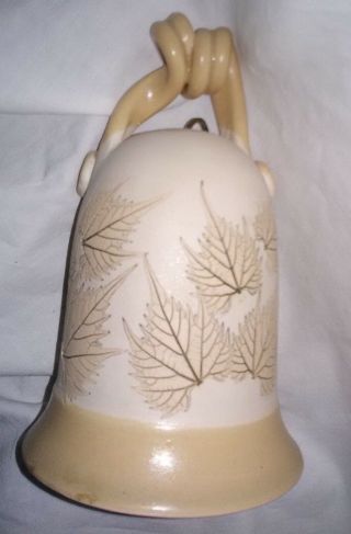 Studio Pottery Wizard Of Clay Bristol Ny Leaf Imprint On Bell Mobile Bell