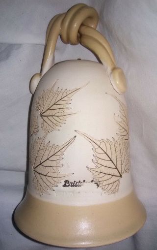 Studio Pottery WIZARD OF CLAY BRISTOL NY LEAF IMPRINT ON BELL MOBILE BELL 3