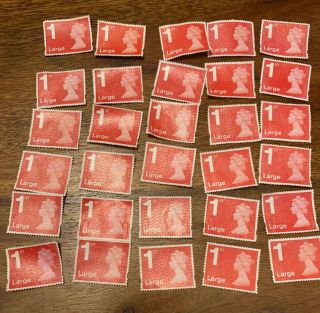 30 Royal Mail 1st Class Large Red Security Stamp Unfranked Off Paper No Gum