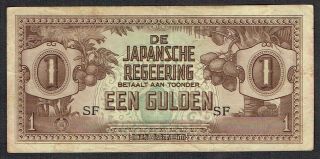 Netherlands Indies 1 Gulden 1942 Indonesia Japan P123 Sf