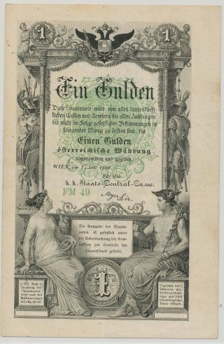(cgew) Austria 1 Gulden 1866,  P.  A150_vf,