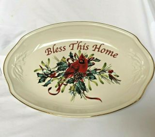 Lenox Cardinal Winter Greetings " Bless This Home " Catherine Mcclung Tray