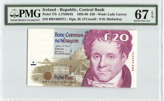 Ireland - Republic,  Central Bank 1999 P - 77b Pmg Gem Unc 67 Epq 20 Pounds