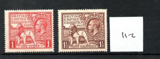 Gb - George V (112) - 1925 - British Empire Exhibition - Wembley Pair Mtd