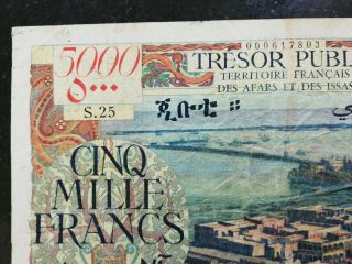 Djibouti Africa Somalia 5000 Francs Banknote French Afars & Issas 1969 Billet