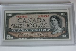 1954 Bank Of Canada $100 Dollar Devils Face Bank Note A/j 0788060